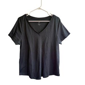 J.Jill Perfect Pima Black V-Neck T-Shirt